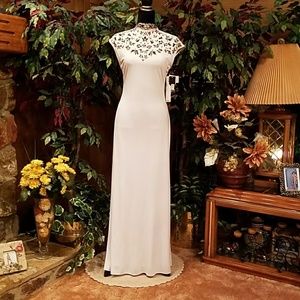 Rimini Rhinestone Embellished Cap Sleeved Maxi Dress/Gown Size 8